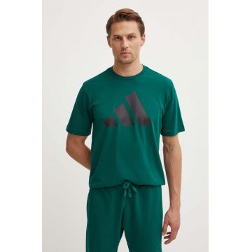 adidas tricou din bumbac barbati, culoarea verde, cu imprimeu, IY8585