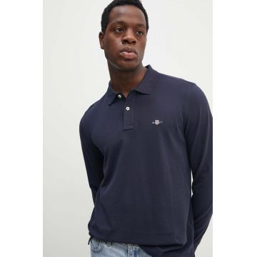 Gant longsleeve din bumbac culoarea albastru marin, cu imprimeu, 2230