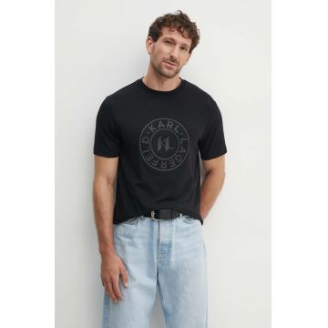 Karl Lagerfeld tricou barbati, culoarea negru, cu imprimeu, 543221.755080