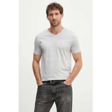 Lindbergh tricou barbati, culoarea gri, melanj, 30-48001E