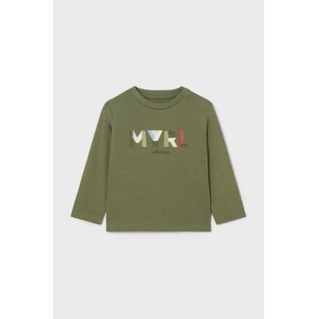 Mayoral longsleeve din bumbac pentru bebeluși culoarea verde, cu imprimeu, 108