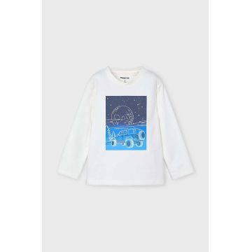 Mayoral longsleeve din bumbac pentru copii culoarea bej, cu imprimeu, 4057