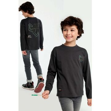 Mayoral longsleeve din bumbac pentru copii culoarea gri, cu imprimeu, 7089