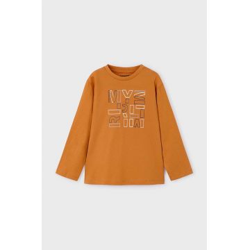 Mayoral longsleeve din bumbac pentru copii culoarea portocaliu, cu imprimeu, 173