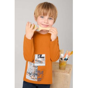 Mayoral longsleeve din bumbac pentru copii culoarea portocaliu, cu imprimeu, 4048