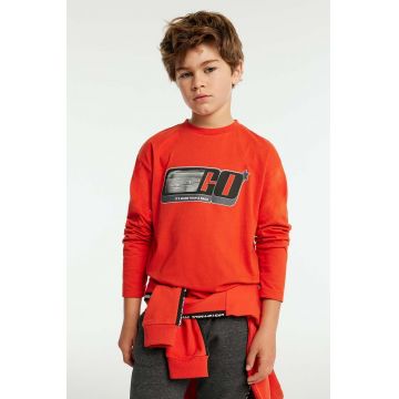 Mayoral longsleeve din bumbac pentru copii culoarea portocaliu, cu imprimeu, 7088