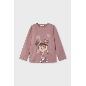 Mayoral longsleeve din bumbac pentru copii culoarea roz, 4073