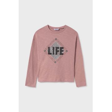 Mayoral longsleeve din bumbac pentru copii culoarea roz, 7008