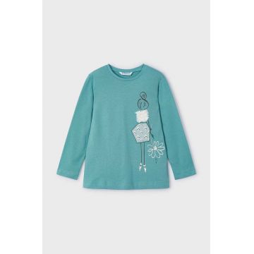 Mayoral longsleeve din bumbac pentru copii culoarea turcoaz, 4073