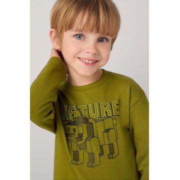 Mayoral longsleeve din bumbac pentru copii culoarea verde, cu imprimeu, 4051