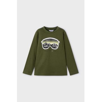 Mayoral longsleeve din bumbac pentru copii culoarea verde, cu imprimeu, 4056