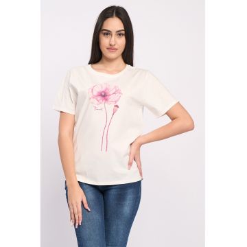 Tricou de bumbac cu imprimeu floral