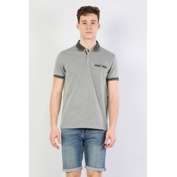 Tricou polo cu detalii contrastante