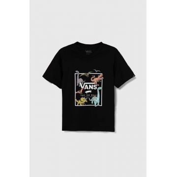 Vans tricou de bumbac pentru copii Glow Dino culoarea negru, cu imprimeu, VN000JNYBLK1