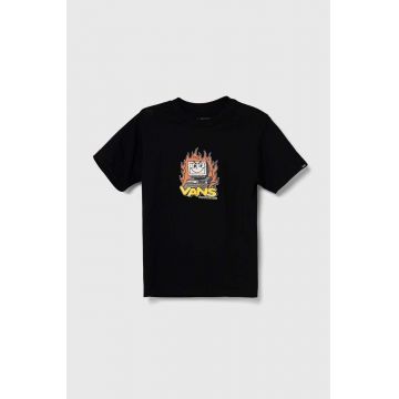 Vans tricou de bumbac pentru copii KD Computer Service culoarea negru, cu imprimeu, VN000JNVBLK1