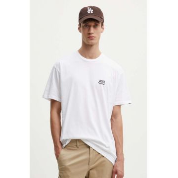 Vans tricou din bumbac barbati, culoarea alb, cu imprimeu, VN0A7TLGWHT1