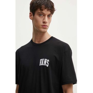 Vans tricou din bumbac barbati, culoarea negru, cu imprimeu, VN000HFGBLK1