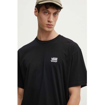 Vans tricou din bumbac barbati, culoarea negru, cu imprimeu, VN0A7TLGBLK1