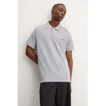 A.P.C. polo de bumbac polo standard GOTS culoarea gri, neted, COGWZ.H26342