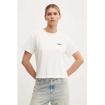 A.P.C. tricou din bumbac t-shirt boxy petit vpc femei, culoarea alb, COHBQ.F26390