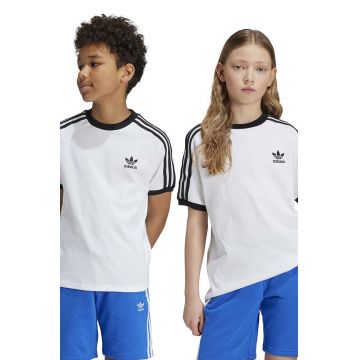 adidas Originals tricou de bumbac pentru copii 3STRIPES TEE culoarea alb, cu imprimeu, JE0515