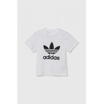 adidas Originals tricou de bumbac pentru copii TREFOIL TEE culoarea alb, cu imprimeu, JE0518