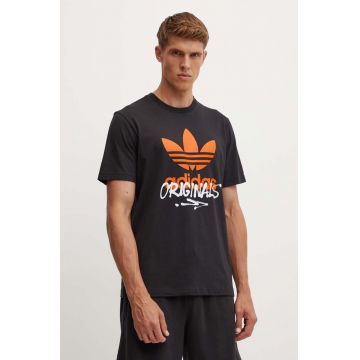 adidas Originals tricou din bumbac barbati, culoarea negru, cu imprimeu, IZ2578