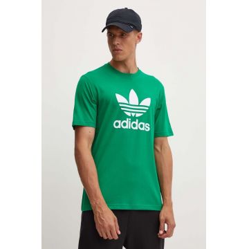 adidas Originals tricou din bumbac barbati, culoarea verde, cu imprimeu, IR8012