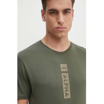 Alpha Industries tricou din bumbac barbati, culoarea verde, cu imprimeu, 146509