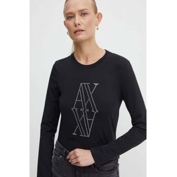 Armani Exchange longsleeve femei, culoarea negru, 6DYT05 YJDTZ