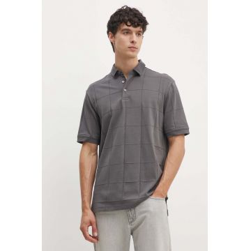 Armani Exchange polo de bumbac culoarea gri, neted, 6DZFLJ ZJ2ZZ