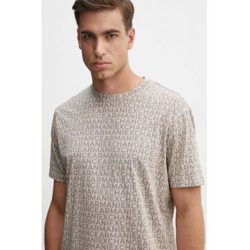 Armani Exchange tricou din bumbac barbati, culoarea bej, modelator, 6DZTJA ZJH4Z