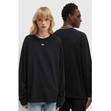 Diesel longsleeve din bumbac T-BOXT-LS-D culoarea negru, neted, A14902.0GRAI