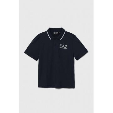 EA7 Emporio Armani tricouri polo din bumbac pentru copii neted