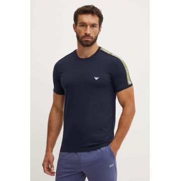 Emporio Armani Underwear tricou lounge culoarea albastru marin, cu imprimeu, 111890 4F717