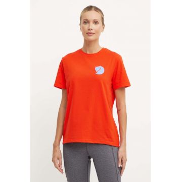 Fjallraven tricou Fox Boxy Logo femei, culoarea portocaliu, F87153