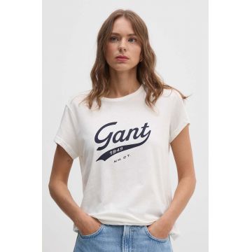 Gant tricou din bumbac femei, culoarea bej, 4200482