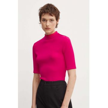 HUGO tricou femei, culoarea roz, cu turtleneck, 50520098