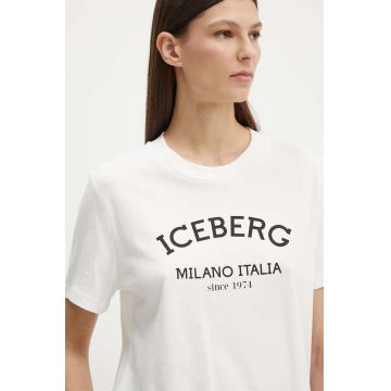 Iceberg tricou din bumbac femei, culoarea alb, F021 6325