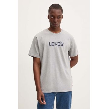 Levi's tricou din bumbac barbati, culoarea gri, cu imprimeu