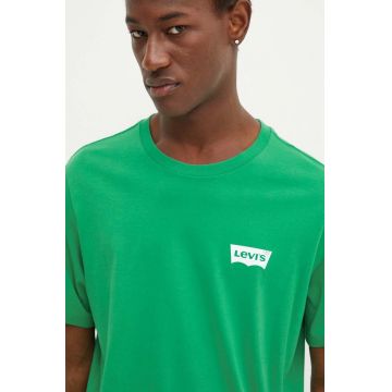 Levi's tricou din bumbac barbati, culoarea verde, cu imprimeu