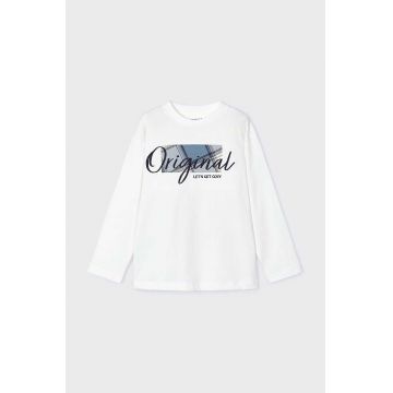 Mayoral longsleeve din bumbac pentru copii culoarea bej, cu imprimeu, 4046