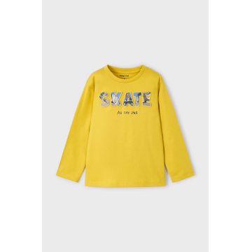 Mayoral longsleeve din bumbac pentru copii culoarea galben, cu imprimeu, 4050