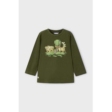 Mayoral longsleeve din bumbac pentru copii culoarea verde, cu imprimeu, 4054