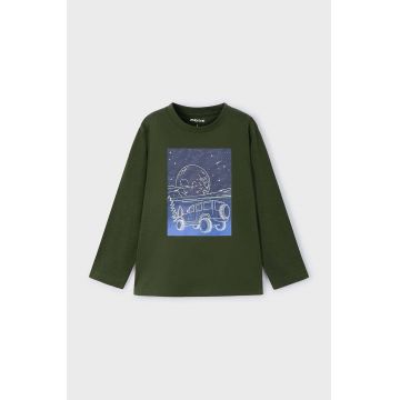 Mayoral longsleeve din bumbac pentru copii culoarea verde, cu imprimeu, 4057