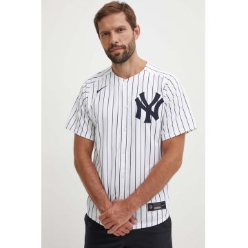 Nike tricou MLB New York Yankees culoarea alb, cu guler stand-up, regular