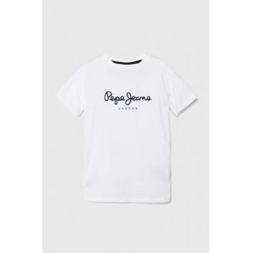 Pepe Jeans tricou de bumbac pentru copii NEW ARTN culoarea alb, cu imprimeu, PB503920