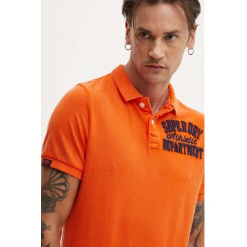 Superdry polo de bumbac culoarea portocaliu, cu imprimeu, M1110396A-TSW