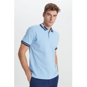 Tricou polo de bumbac cu detalii contrastante