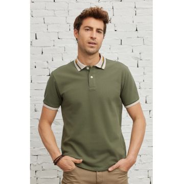 Tricou polo de bumbac cu detalii contrastante